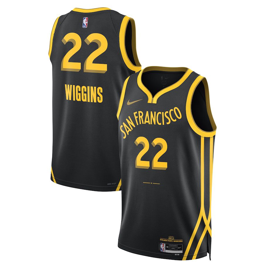 Men Golden State Warriors #22 Andrew Wiggins Nike Black City Edition 2023-24 Swingman NBA Jersey->golden state warriors->NBA Jersey